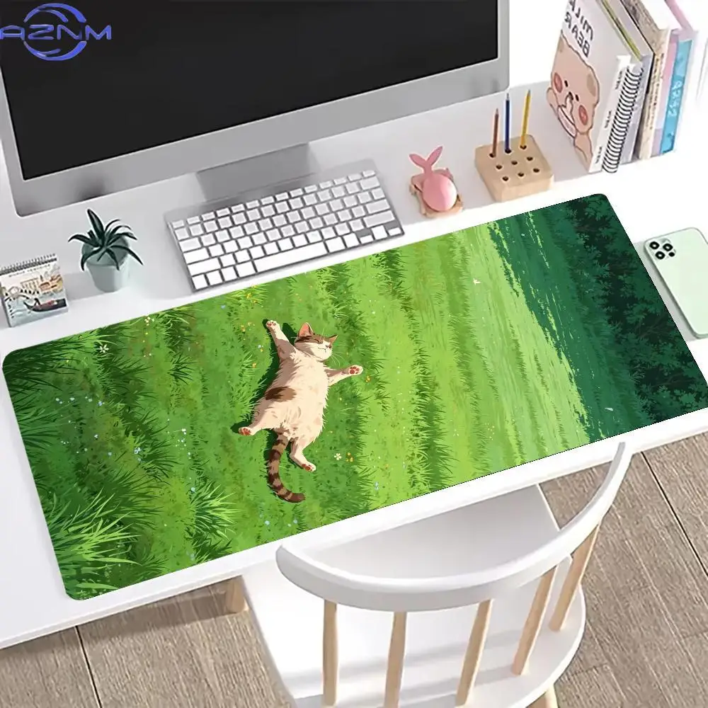 Sleeping Cute Cat Mouse Pad XL Large Rubber Base Anti-slip PC Desk Accessories Mousepad for Office&Gamer Keyboard Mats Decor Mat