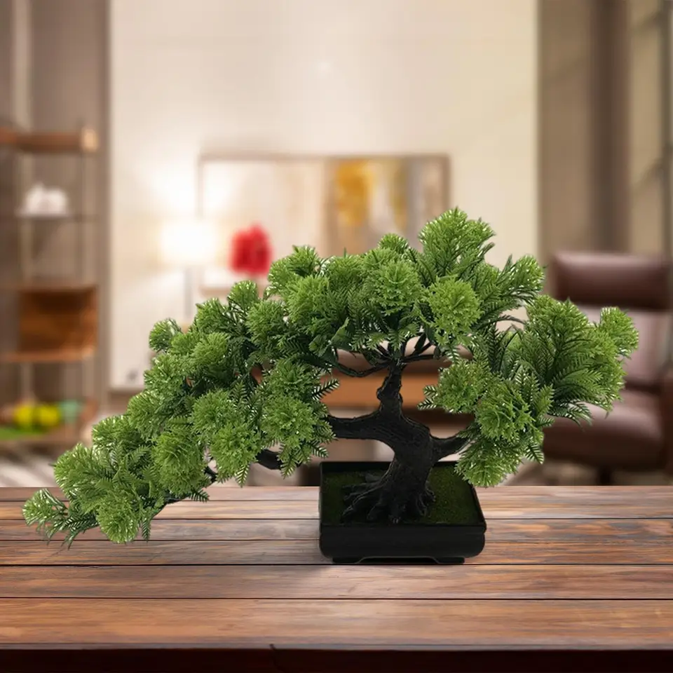 Artificial Bonsai Pine Tree Simulation Potted Plants Desktop Display Tree  for Bookshelf Living Room Windowsill Decoration - AliExpress 15
