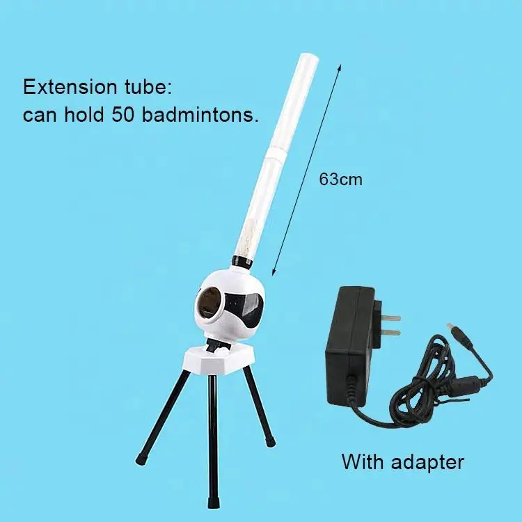 Wholesale Short Triangle Stand Automatic Launcher Sports Toy With Adaptor Badminton Serve Machine Can Hold 50 Badminton Balls