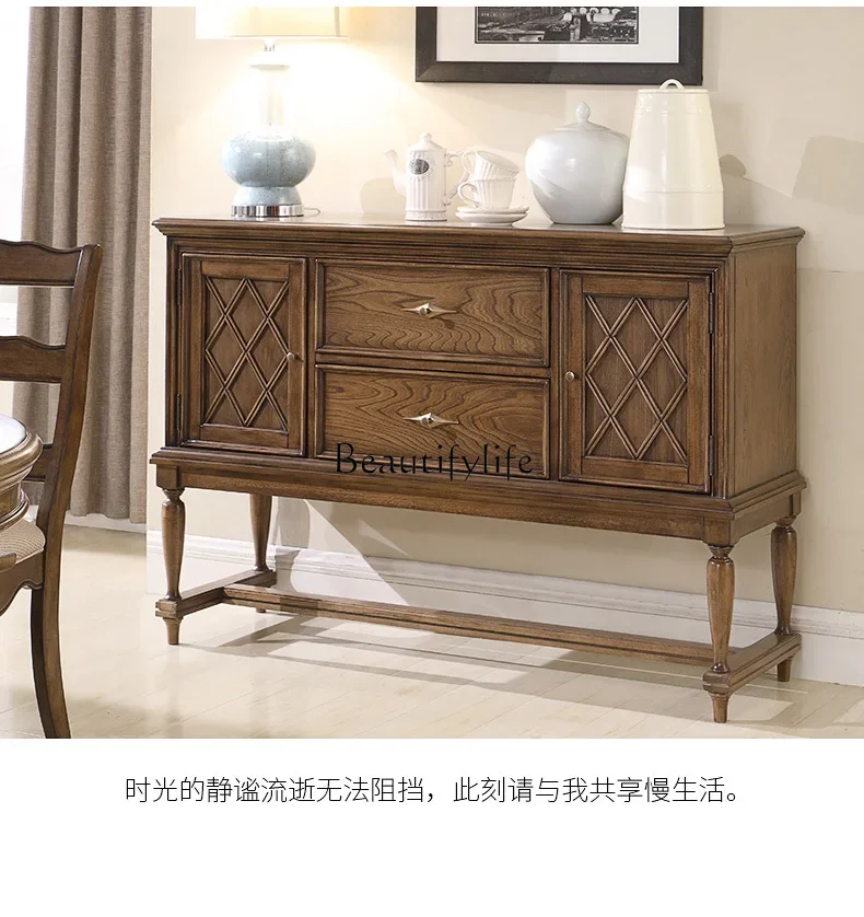 

yj7 American-style Solid Wood Sideboard Cabinet for Home Kitchen Tea Cabinet European-style Living Room Wall-mounted
