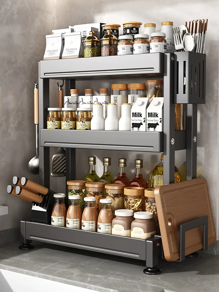 

Stainl Steel Kitchen Storage Ra Multi-Function Knife Chopsti Seasoning Soy Sauce Organizer Nordic Sle Kitchen elf