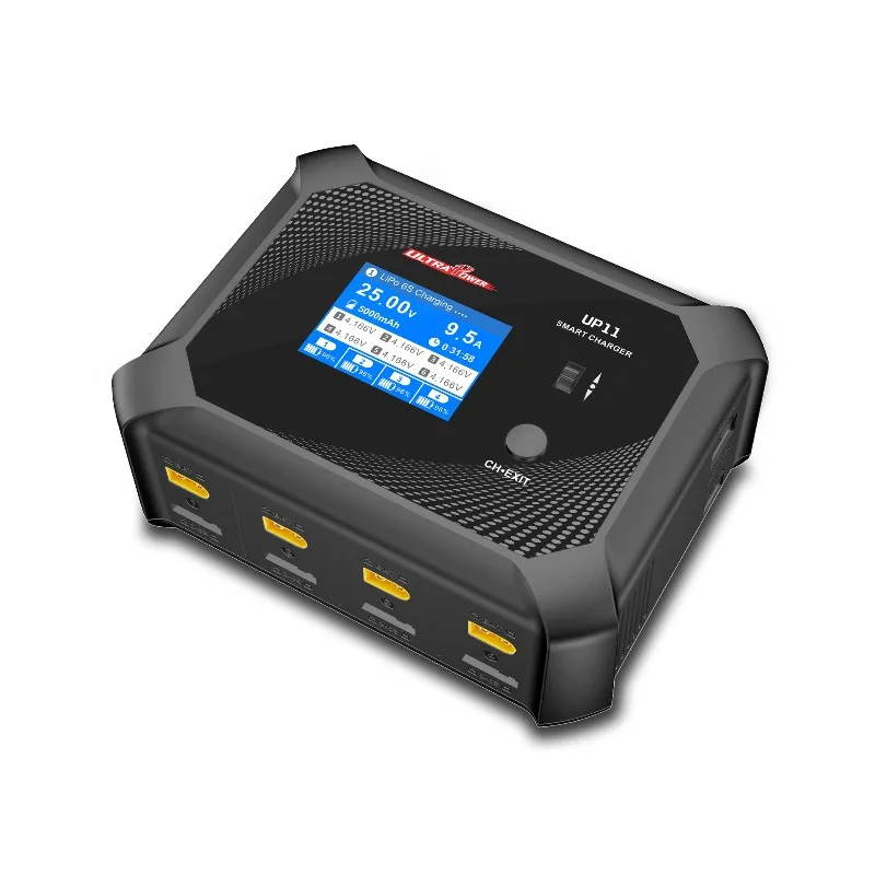 UltraPower UP11 4-Channel AC 240W DC 600W LiPo Battery Charger, 12A Fast Charge with 500mA Balance for RC Drone FPV Multi-Pack
