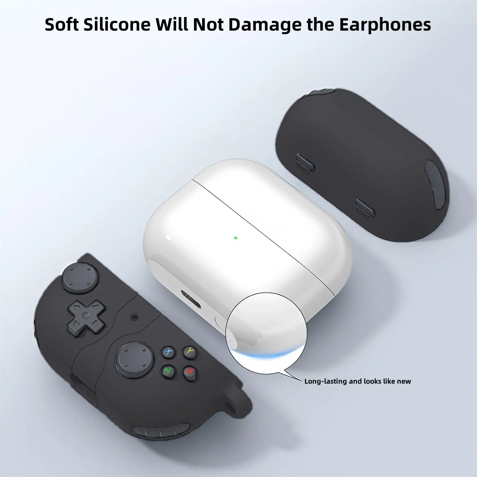 لسامسونج غالاكسي براعم 3 / براعم 3 برو حافظة من السيليكون المقاوم للصدمات لعبة سماعة اكسسوارات مع هوك لسامسونج غالاكسي براعم 3 برو