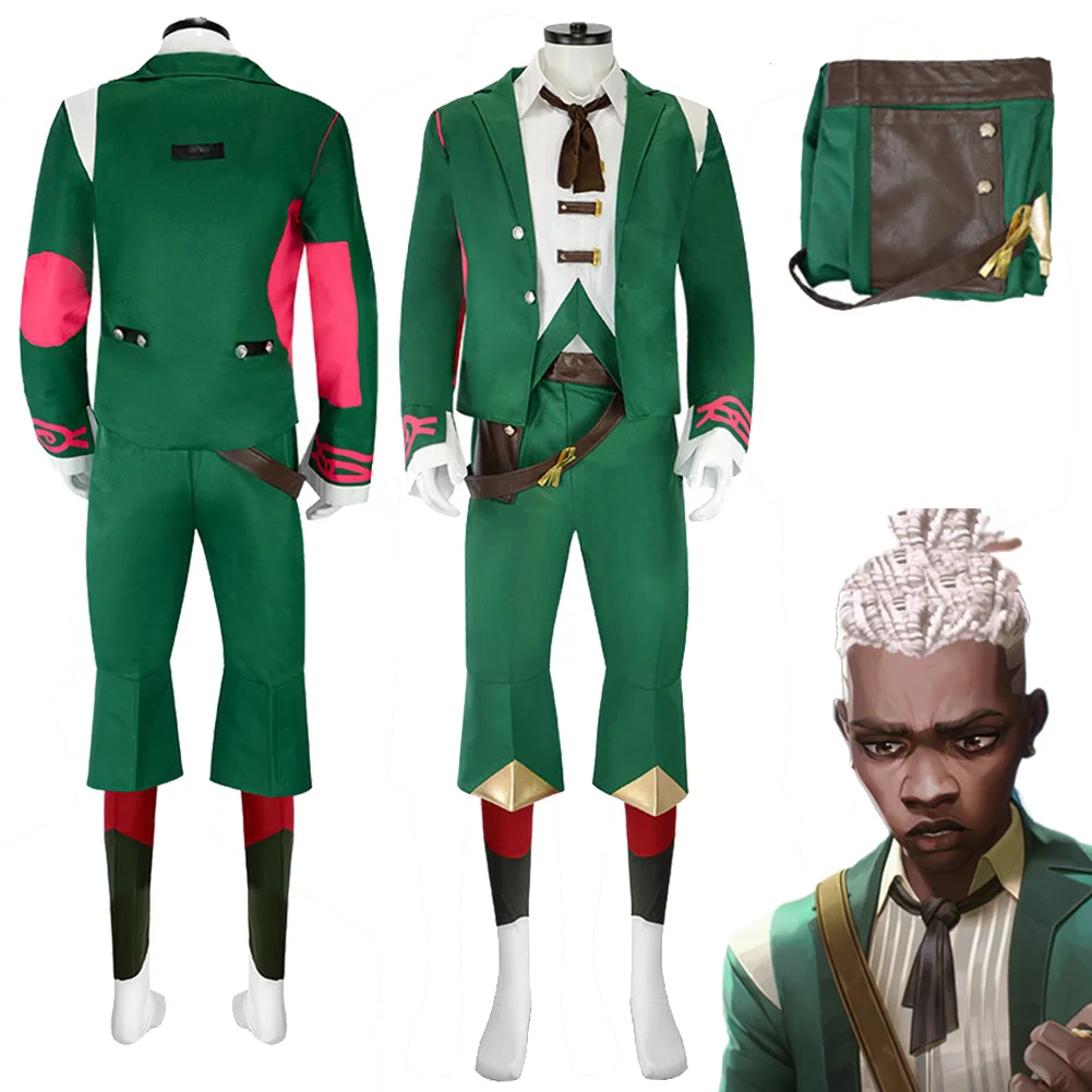 Fancy Dress Arcane Ekko Cosplay For Men Green Jacket Suits 2024 Game LoL TV 2 Costume Adult Man Roleplay Fantasia Outfits Male