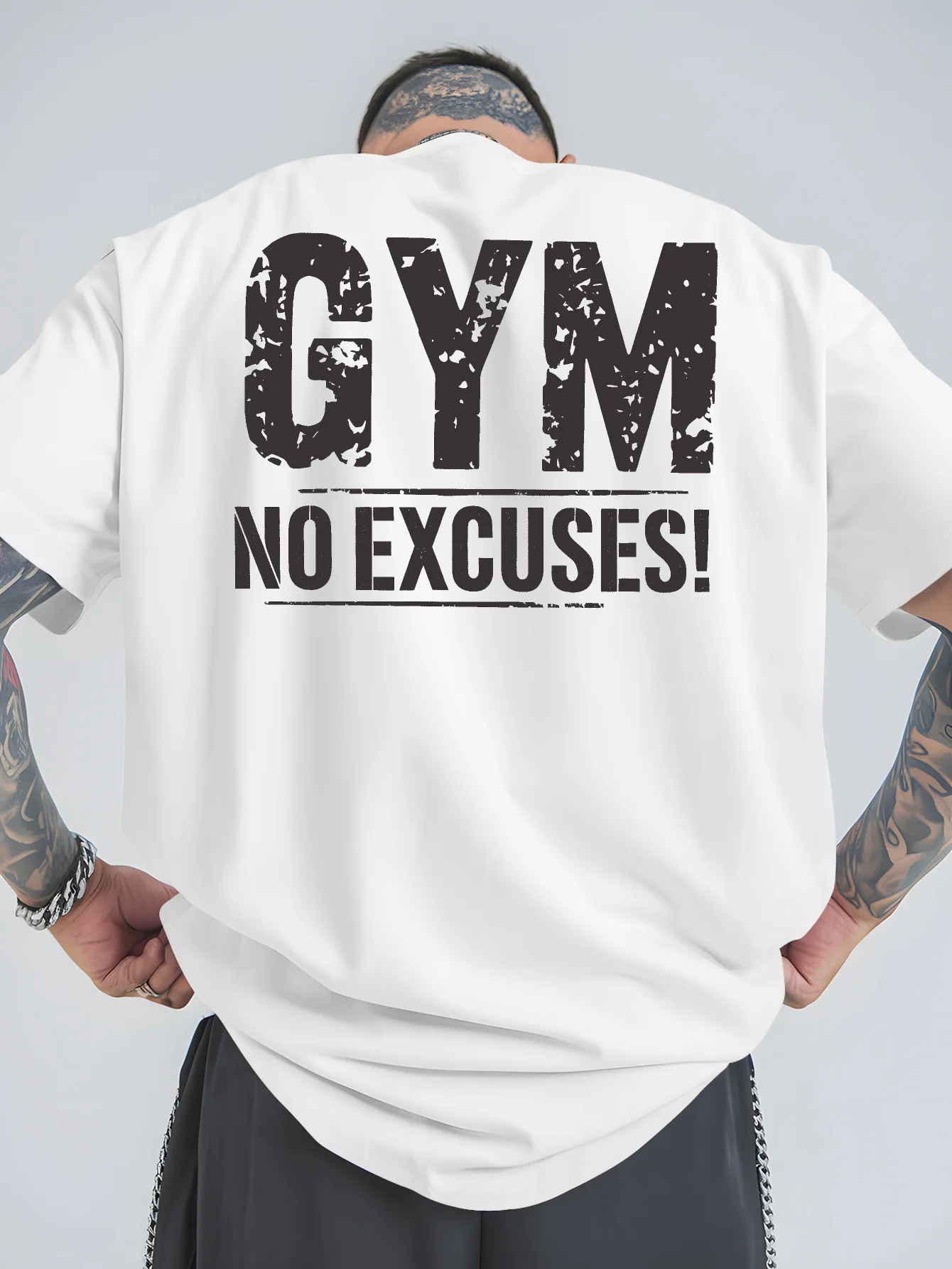 No Excuses for The Gym! Summer Sports Casual Oversize Short-Sleeve Tees Men Featuring Trendy Print Relaxed Fit Plus Size T Shirt