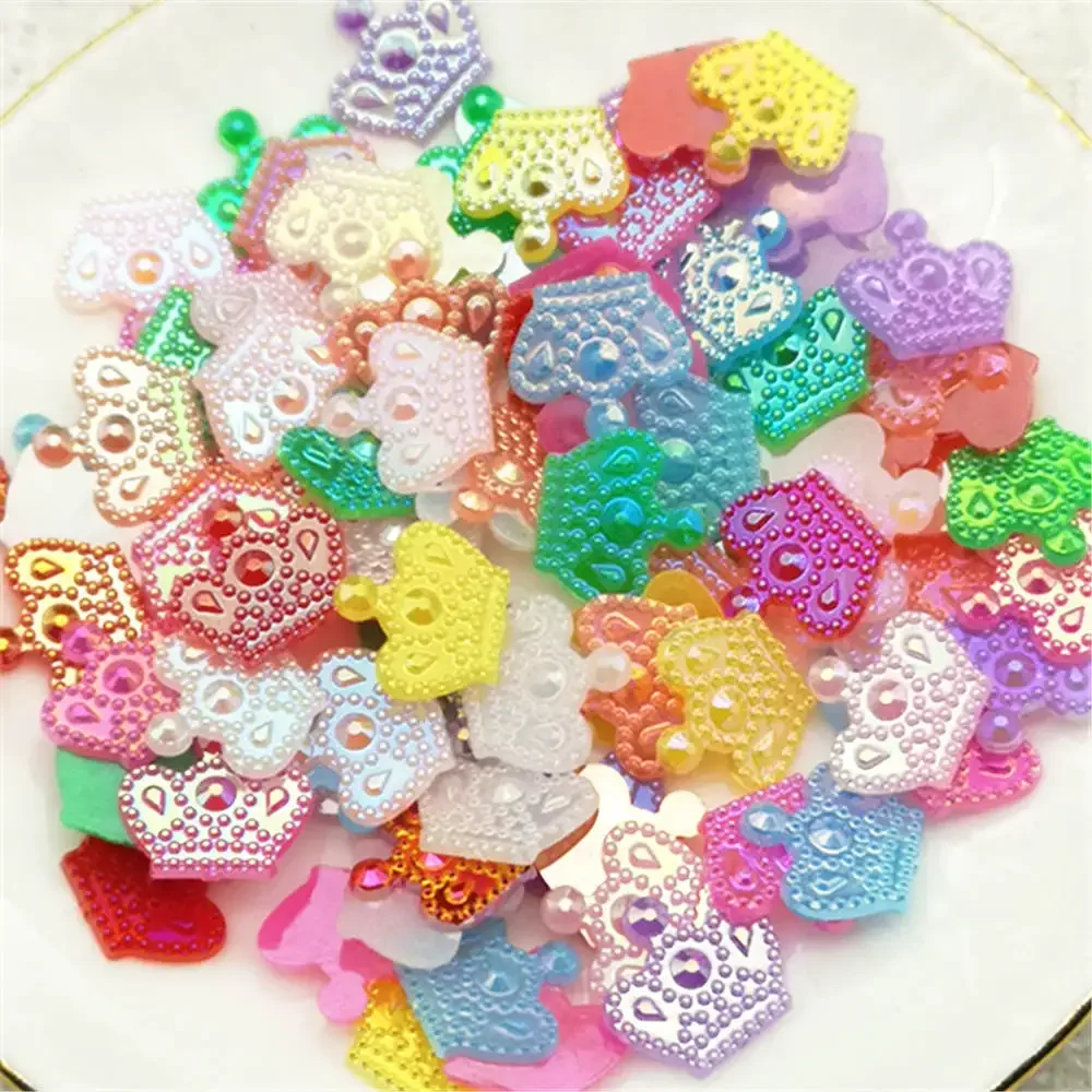 200Pcs 11*12mm Crown Resin AB Color FlatBack Scrapbook Appliques Decoration DIY