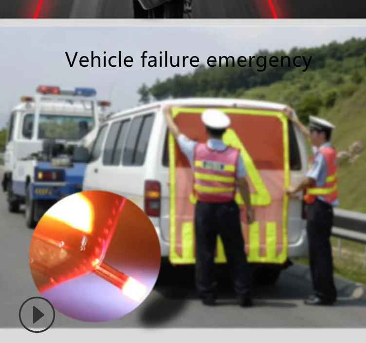 New Portable Car LED Warning Light Safety Anti-collision Rear-end Warning Lamp Tripod Magnetic Base Flashlight Emergency Light