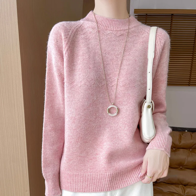 24 Autumn and Winter New Dropshipping Wool Seven-Pin Thickened Half-Height Jacquard High-Grade Sense Women's