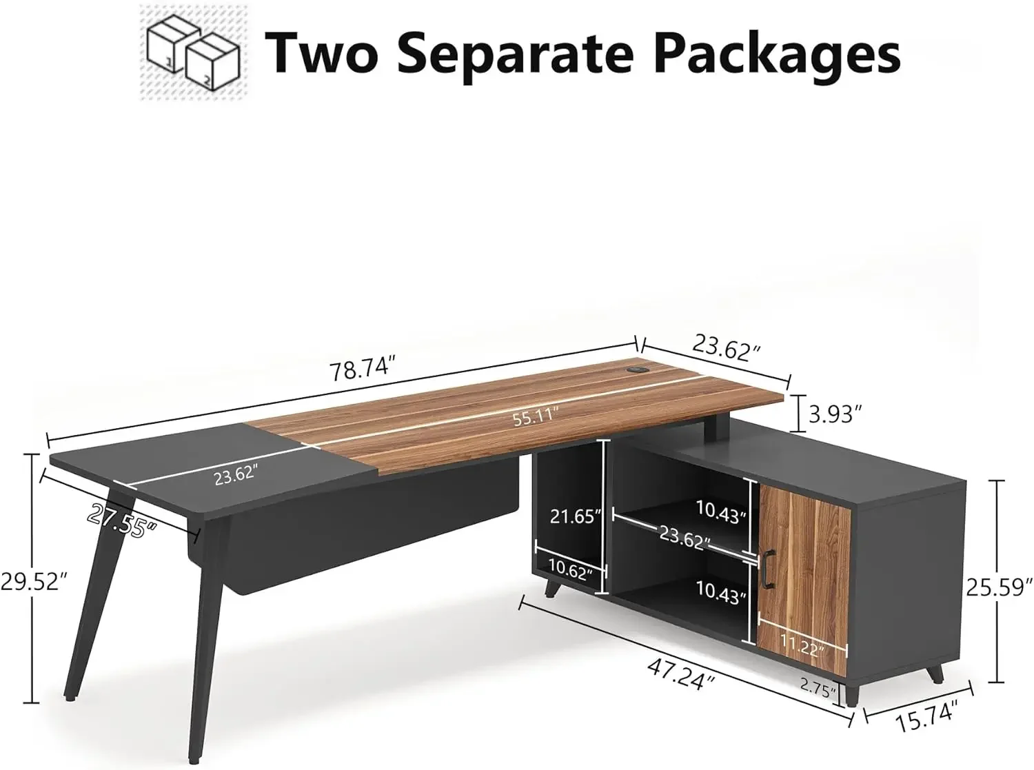 Tribesigns L-Vormig Computerbureau Met Archiefkast, 78.74 Inch Groot Directiebureau Met Planken, Industrieel Bedrijf