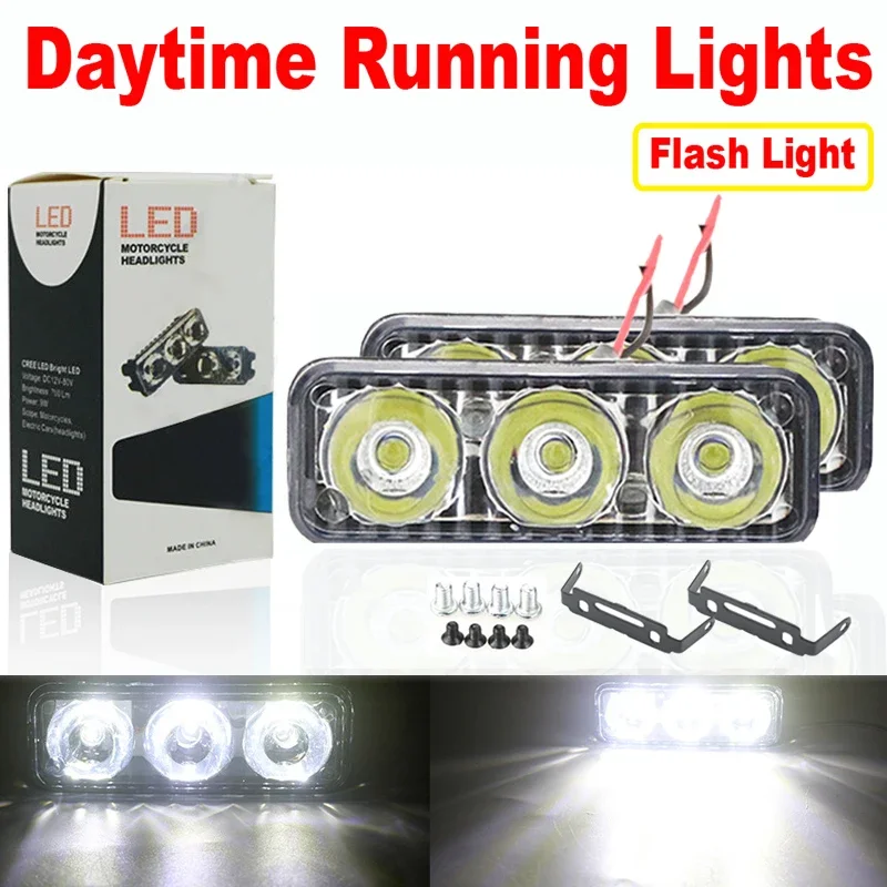 1/2Pcs Car LED DRL LED Daytime Running Light 12V Flash White 6000k Car High Power Day Lights DC Lens With Fog Lamps Waterproof