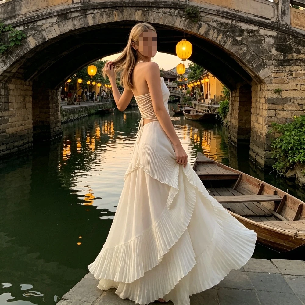 Customized Elegant Strapless Pleated Slim Fit Mermaid Evening Gown 2026 with High Seam Pleated Ball Dress Suitable for Beaches