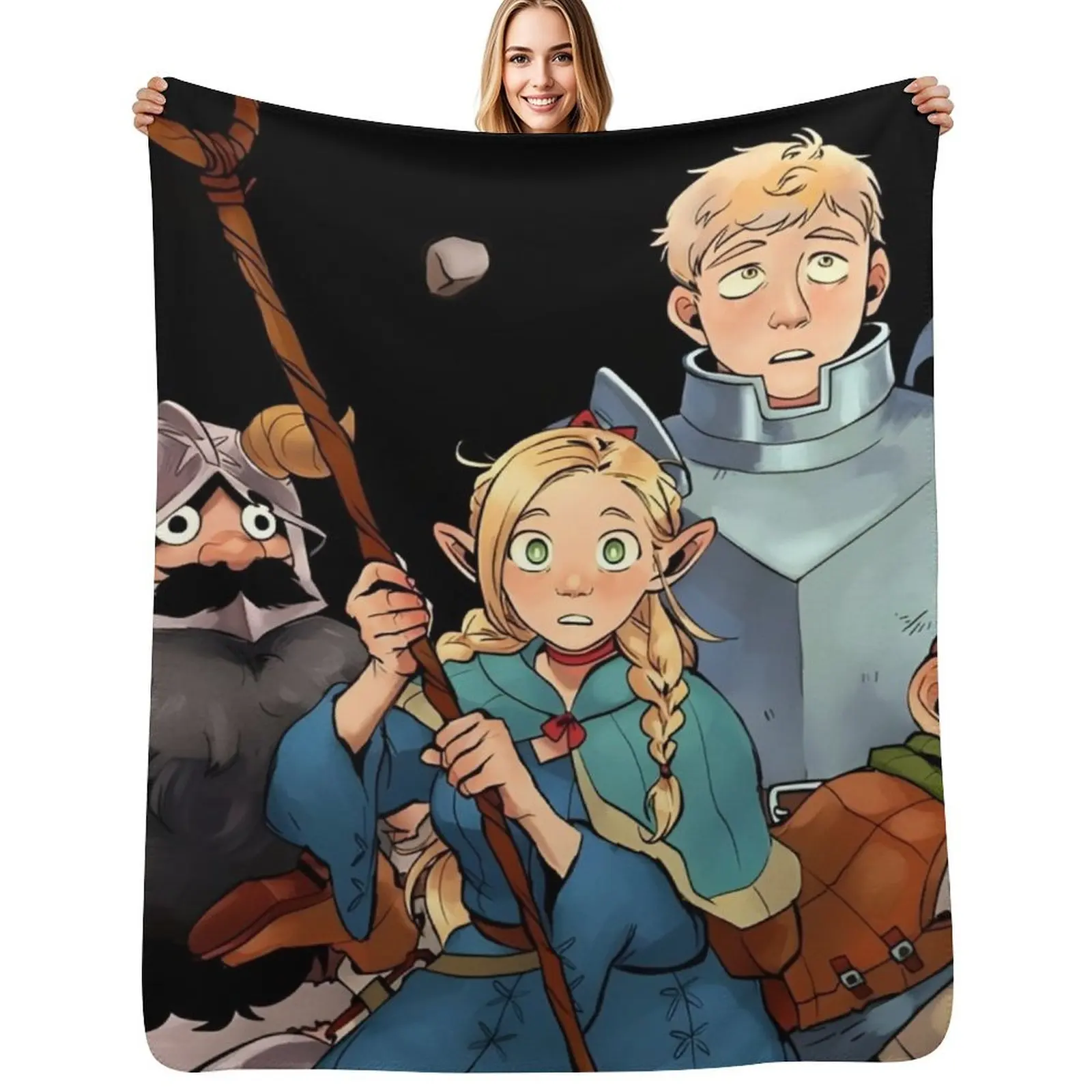 

Delicious in Dungeon - All in One Throw Blanket Furrys Plaid on the sofa Personalized Gift Sofas Blankets