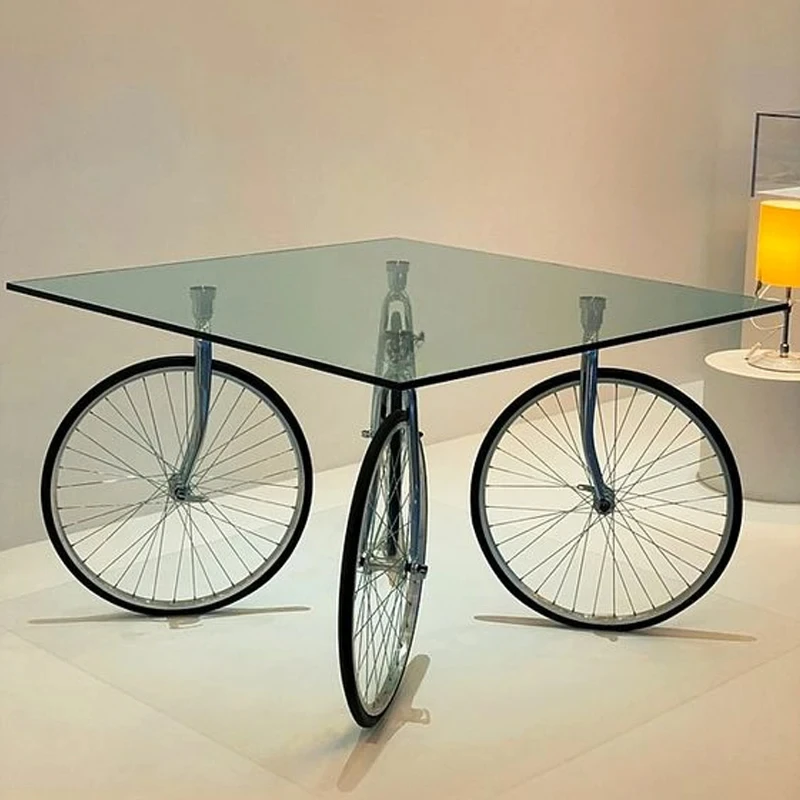 Nordic Modern Designer Creative Transparent Glass Tea Table Leisure Living Room Dining Table Model Room Wheel Tea Table