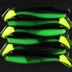 6PCS Testar Fishing Lure Soft Bait 85mm 4.8g Silicone Paddle T-Tail Artificial Wobblers Shad Jig Head Hook for Bass Trout Pesca
