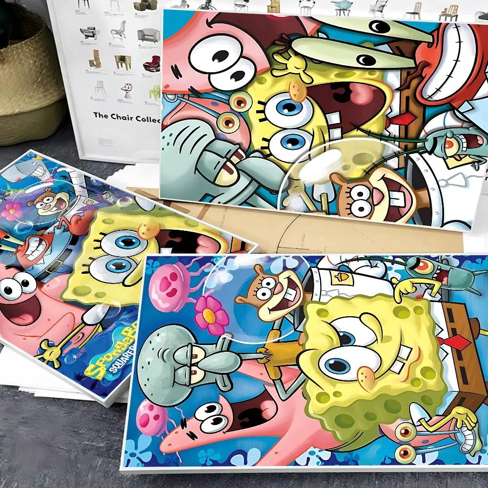 Cartoon Cute S-SpongeBob Good Quality Prints and Posters Vintage Room Home Bar Cafe Decor Aesthetic Art Wall Painting