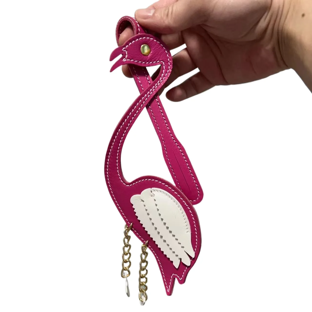 Genuine leather small flame bird leaf keychain creative handmade retro design unique niche bag pendant Shaped pendant trinkets