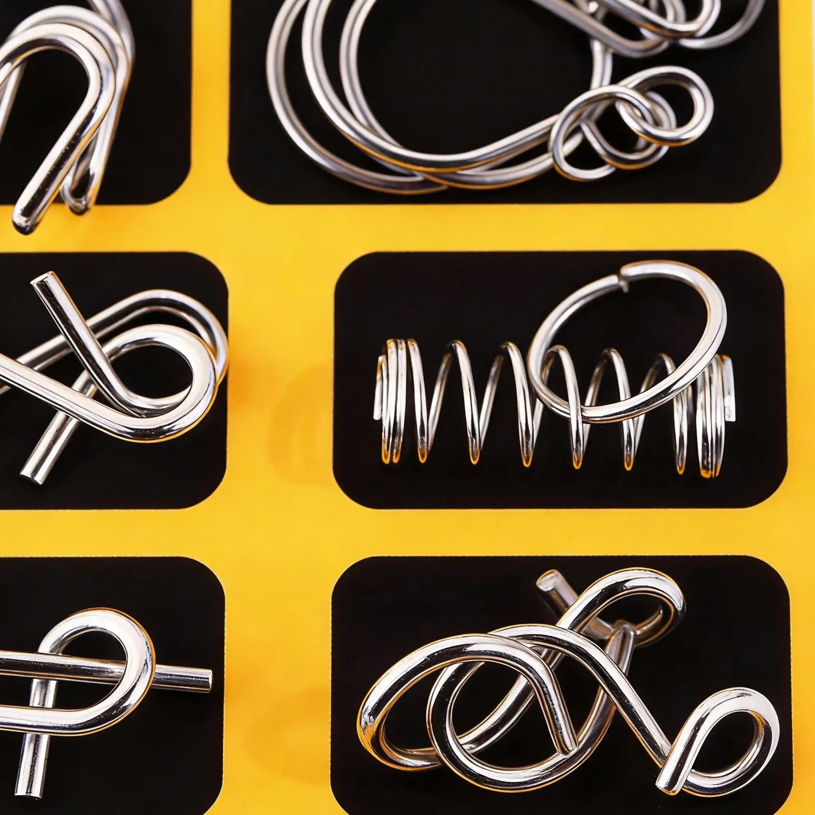 금속 두뇌 티저 퍼즐 16개 조각 교육용 금속 퍼즐 세트 학생 어린이 성인 가정 파티 게임용