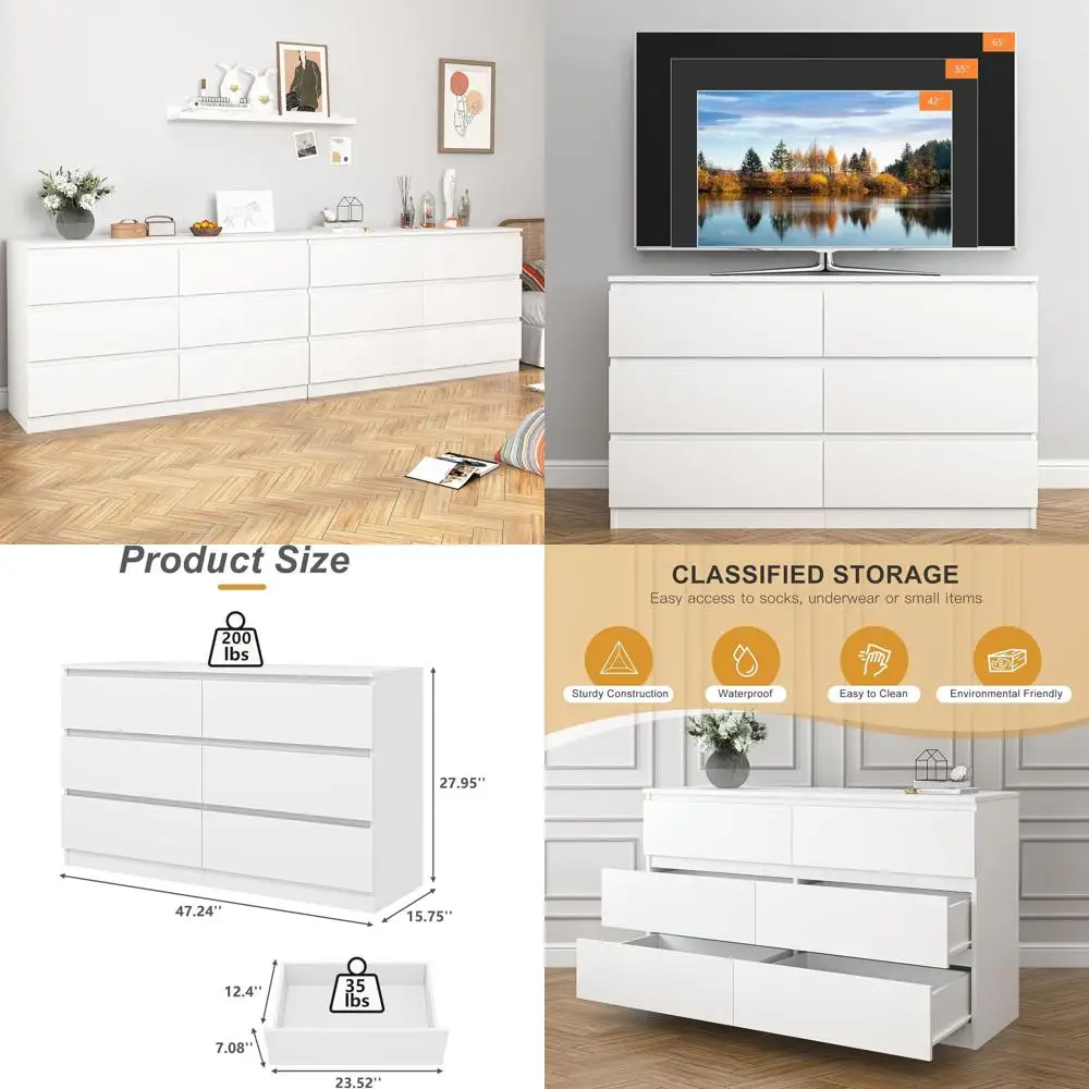 

Modern Bedroom Chest of Drawers with Sleek Handleless Design and Wooden Storage Solutions
