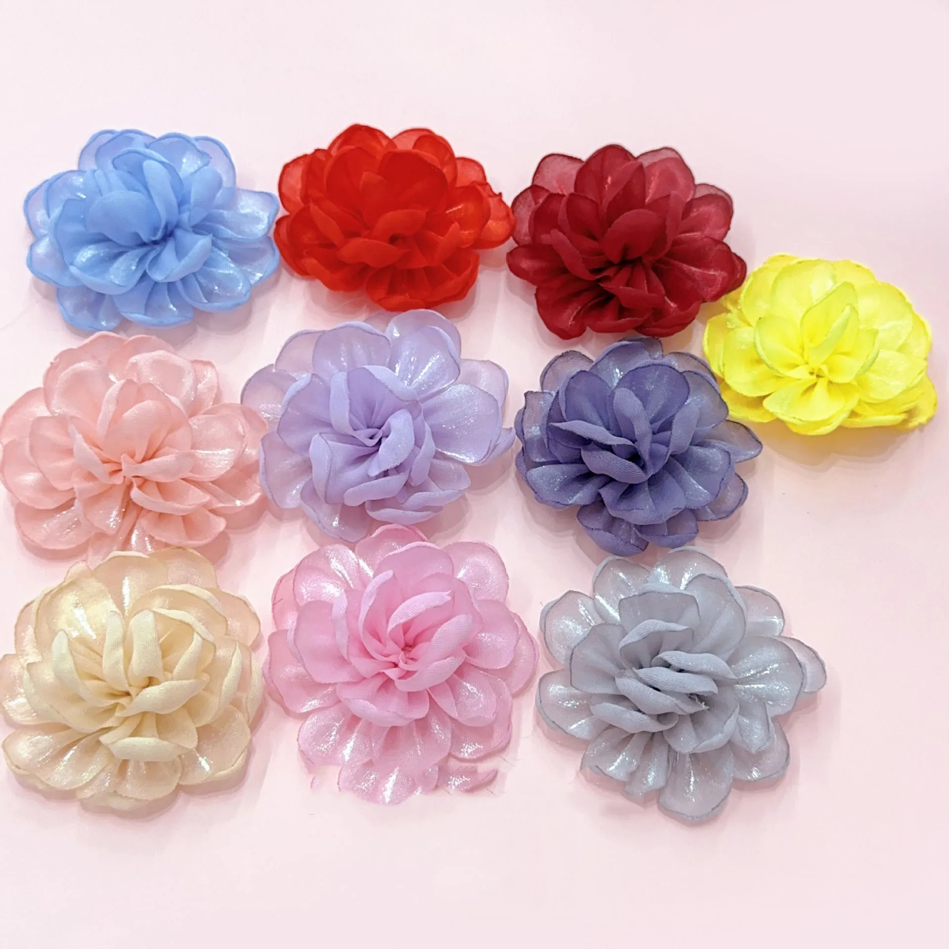 Piezas de Organza brillante para el cabello, accesorios para el cabello, zapatos, bolsas de flores, 5cm, 6,5 cm