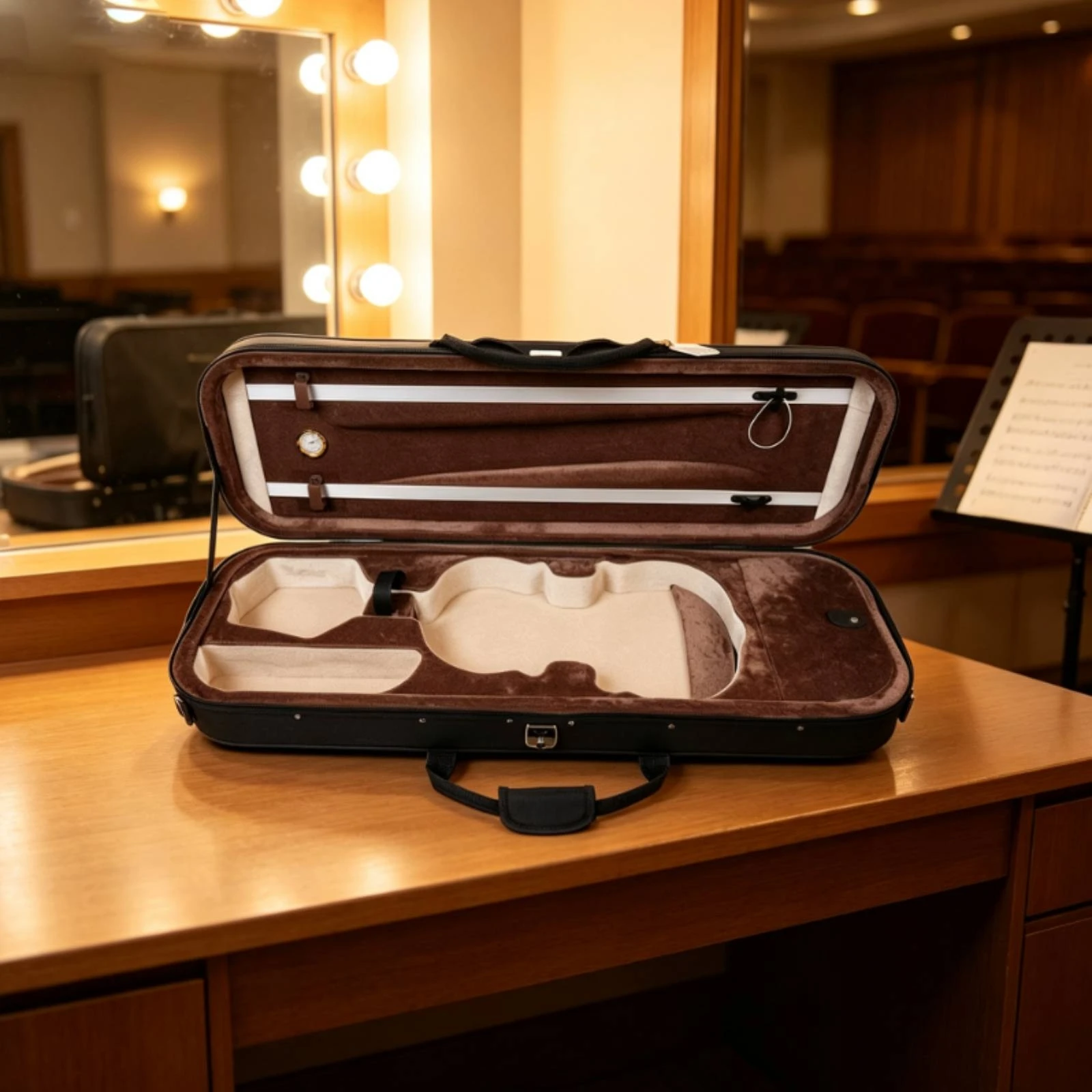 Violin Case Hard-Shell Violin Case with Hygrometer Carrying Cases Cushioned-Lined Backpack-Style for Violinists, Lessons