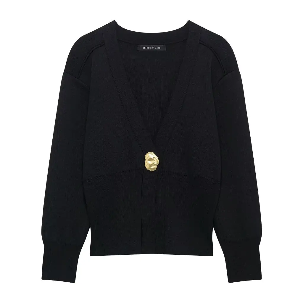 

New Fashionable Versatile Knitted Open Cardigan Women's Long Sleeve V-Neck Top For Trade Wholesale