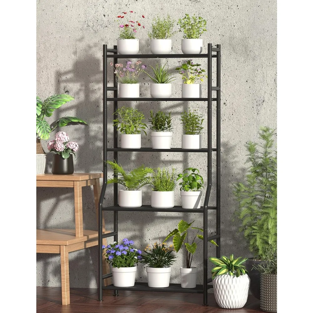 5-Tier Plant Stand Indoor Outdoor, Tall Plant Stands Multiple Flower Planter Holder,  Waterproof Plant Shelf Garden Balcony