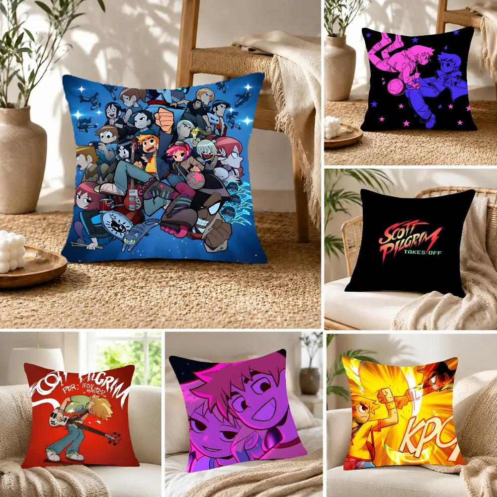 Comic book Scott Pilgrim Takes Off Cushion Cover Fluffy velvet Nordic style plush Living room sofa decorative