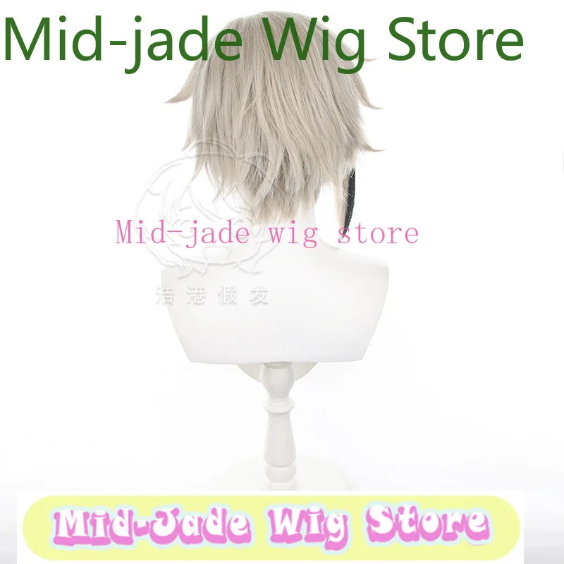 Bungo Stray Dogs Atsushi Nakajima Cosplay Wig Silver White Short Asymmetric Bob Spiky Hair Teased Crown BSD Anime Synthetic Wigs