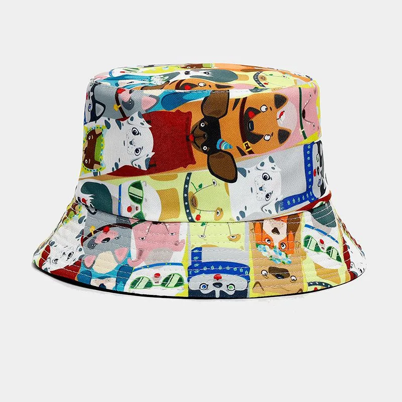 Four Seasons Cotton Cartoon Print Bucket Hat Fisherman Hat Outdoor Travel Sun Cap For Men And Women 179