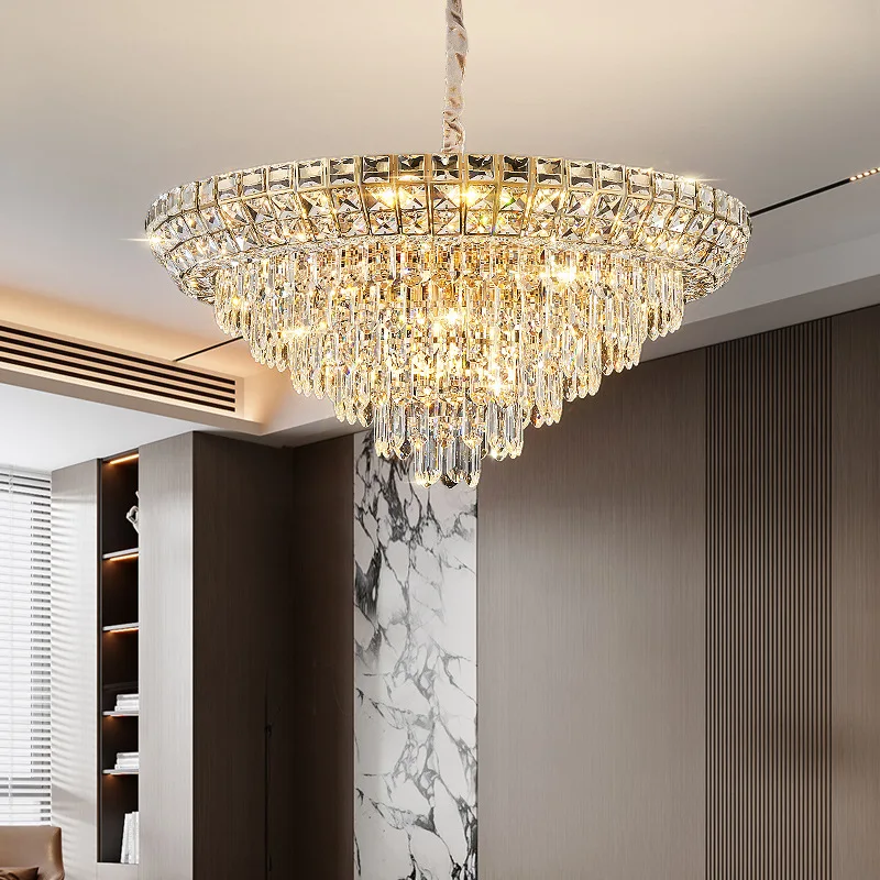 Light luxury crystal living room, new high-end atmosphere, dining room, master bedroom lamp, chandelier