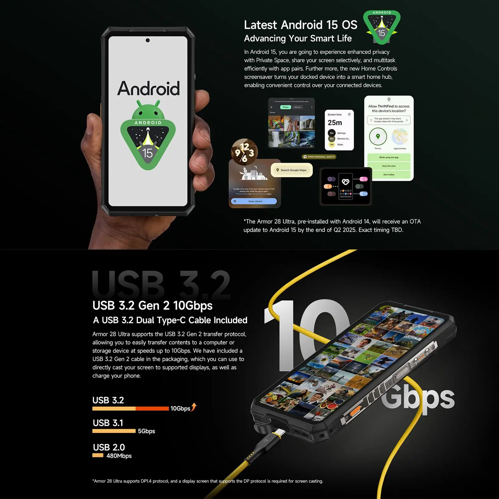 Ulefone Armor 28 Ultra 5G AI Thermal Imaging Rugged Phone 16GB+1TB Smartphone Android 14 AMOLED 6.67" Dimensity 9300+ 120W 5G