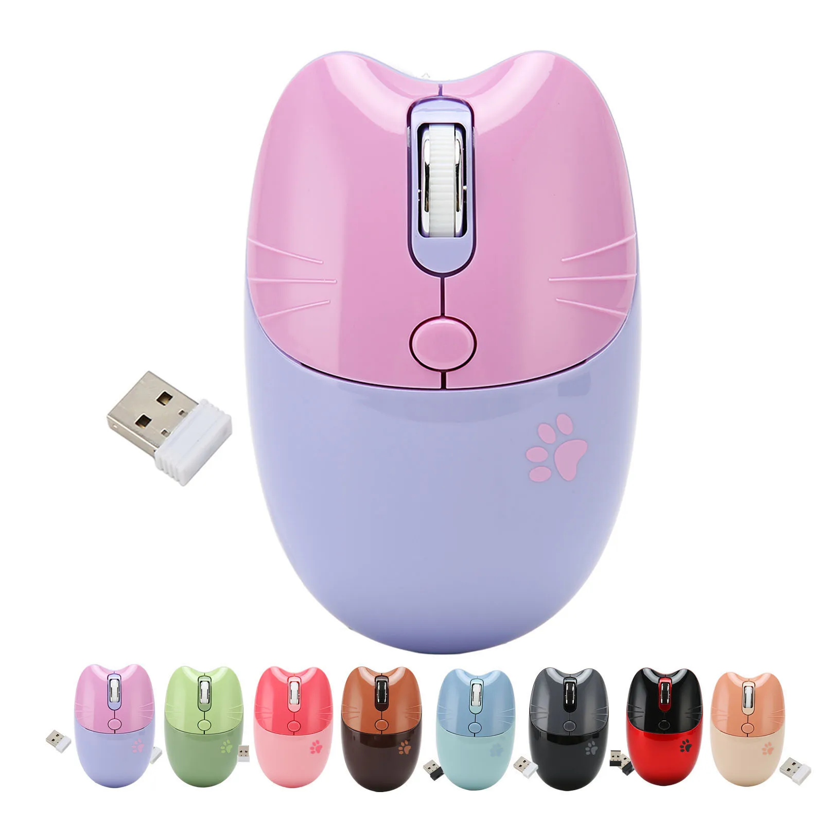 ماوس صامت قابل للتعديل للفتيات ، التوصيل والتشغيل ، النوم التلقائي ، ضوء النقر الصامت ، محمول ، مانع للانزلاق ، وضعان لاسلكيان للمدرسة #6
