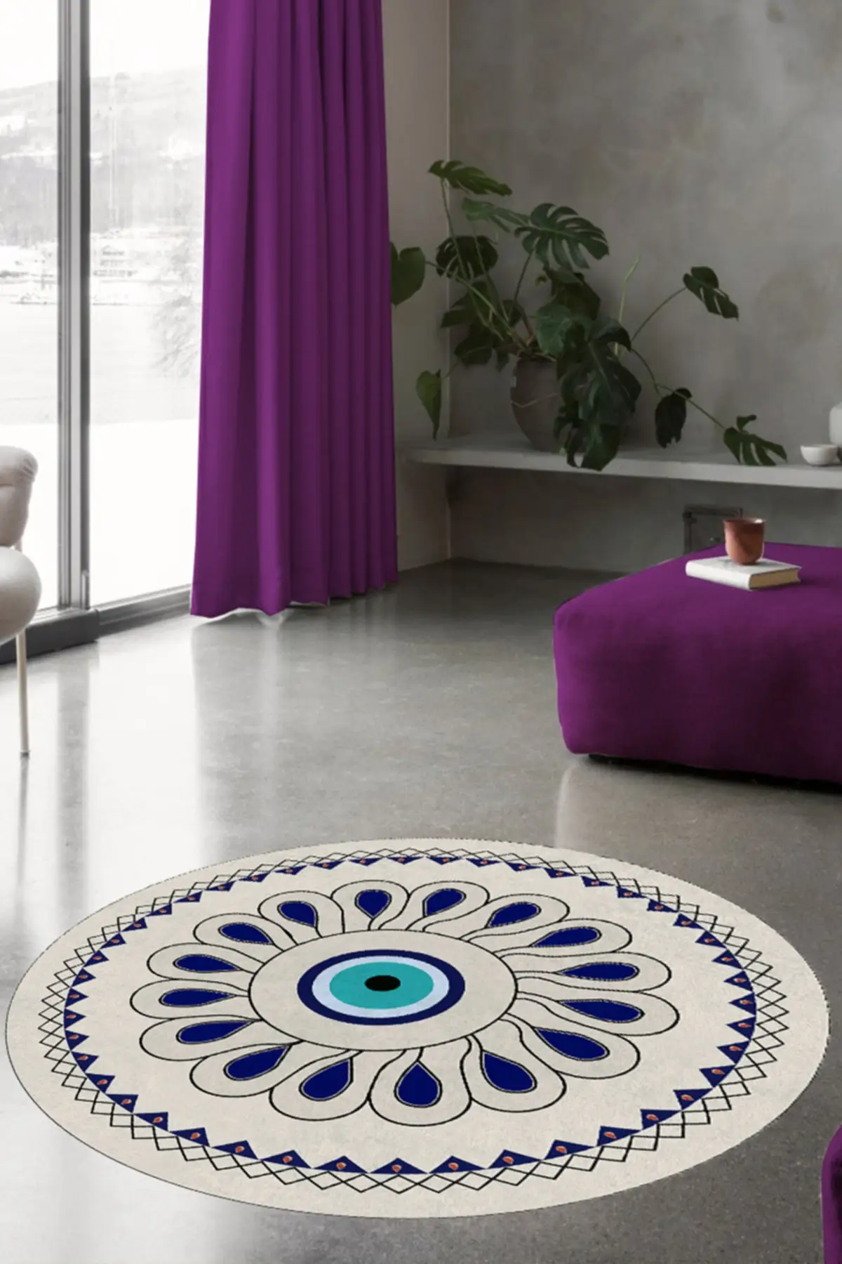 Dovi digital printed non-slip floor carpet evil eye beaded carpet, round carpet and kitchen carpet carpet