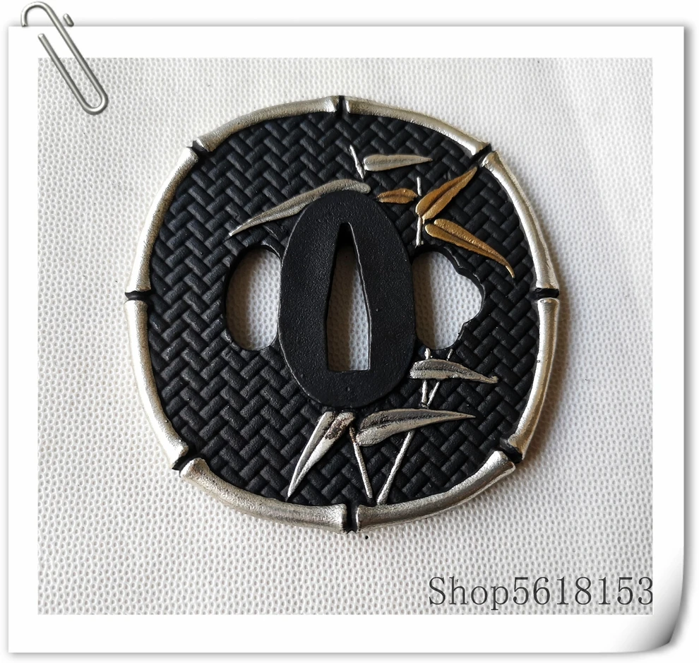 

A Set gold Copper Bamboo Tsuba Guard for Japan Samurai Sword Katana Tanto Fitting