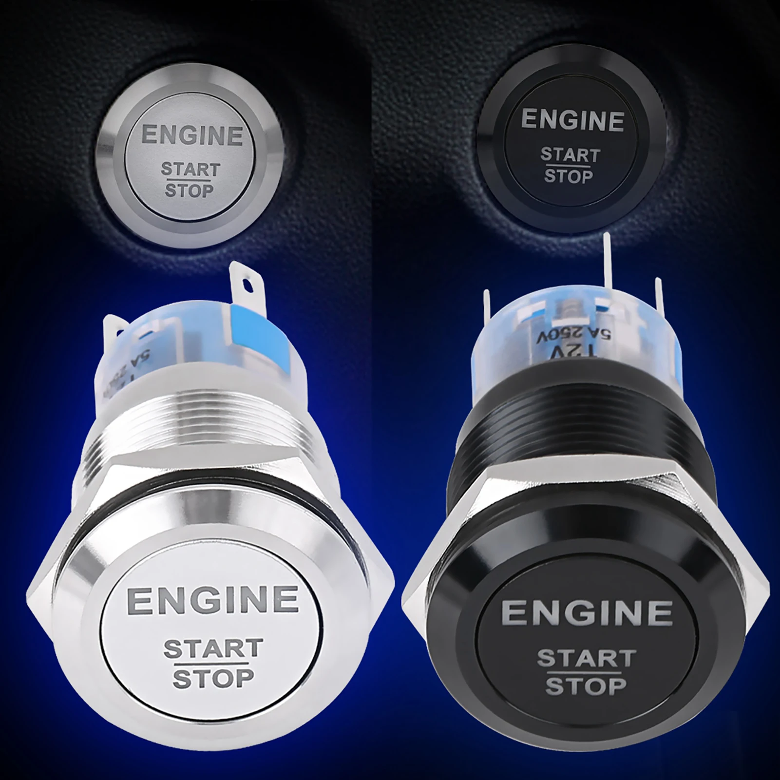 

12 В белый светодиодный автомобильный запуск двигателя, кнопка остановки двигателя, кнопка двигателя, кнопка запуска двигателя, кнопка стартера двигателя