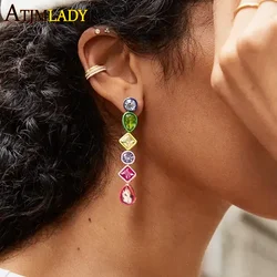 Round Water Drop Multi Shaped Neon Enamel Beaded 5A CZ Colorful Classic Fashion Women Girl Earring Jewelry Wholesale
