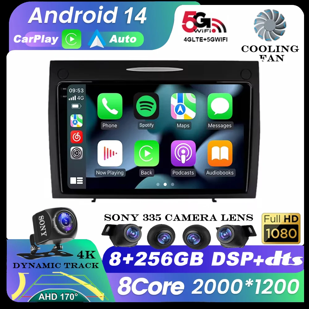 Android 14 For Mercedes Benz SLK Class R171 SLK200 SLK280 SLK300 2000 - 2011 Car Radio Multimedia Video Player Stereo 360 Camera