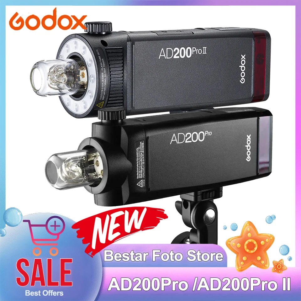 Godox AD200Pro AD200Pro II TTL 2.4G Wireless Camera Pocket Flash compatible with X1T for Nikon Canon Sony Fuji Olympus