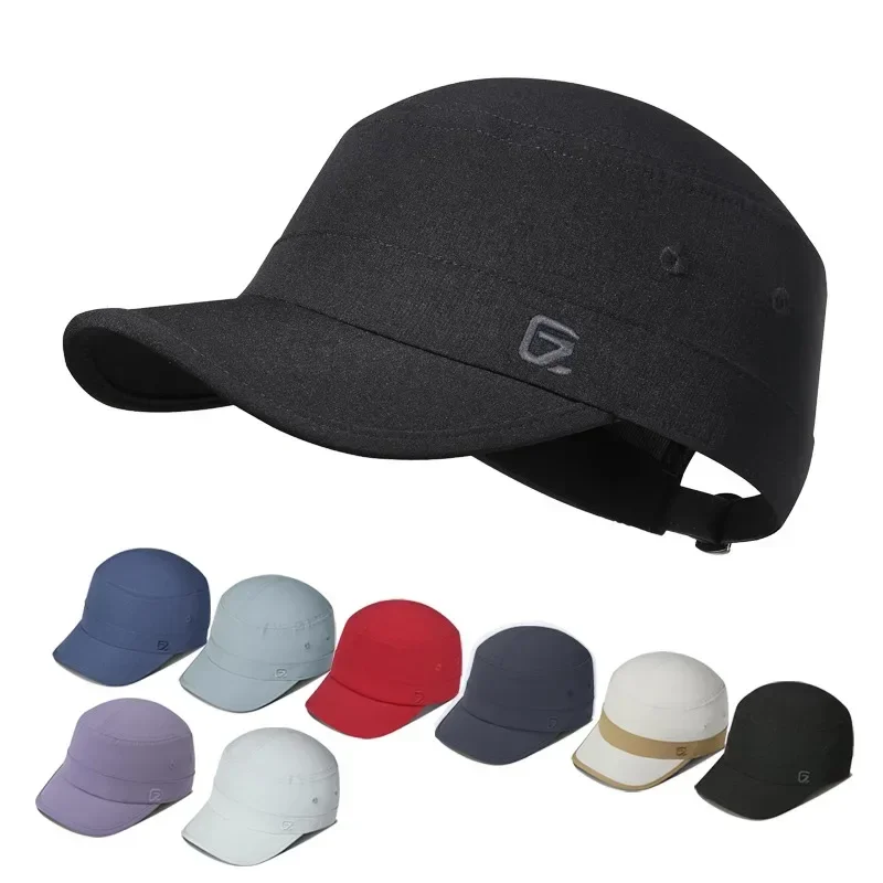 GADIEMKENSD Military Baseball Cap - Flat Top, Short Bill. Breathable Visor for Outdoor, Sport, Fishing, Hiking. Snapback Style