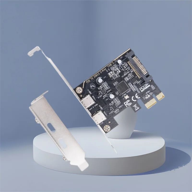 

Карта USB C PCIE PCI-E Карта расширения типа C PCI Express X1 — 2-портовая плата USB-C Riser ASM1042 Чип USB3.2 GEN1 5 Гбит/с для настольных ПК