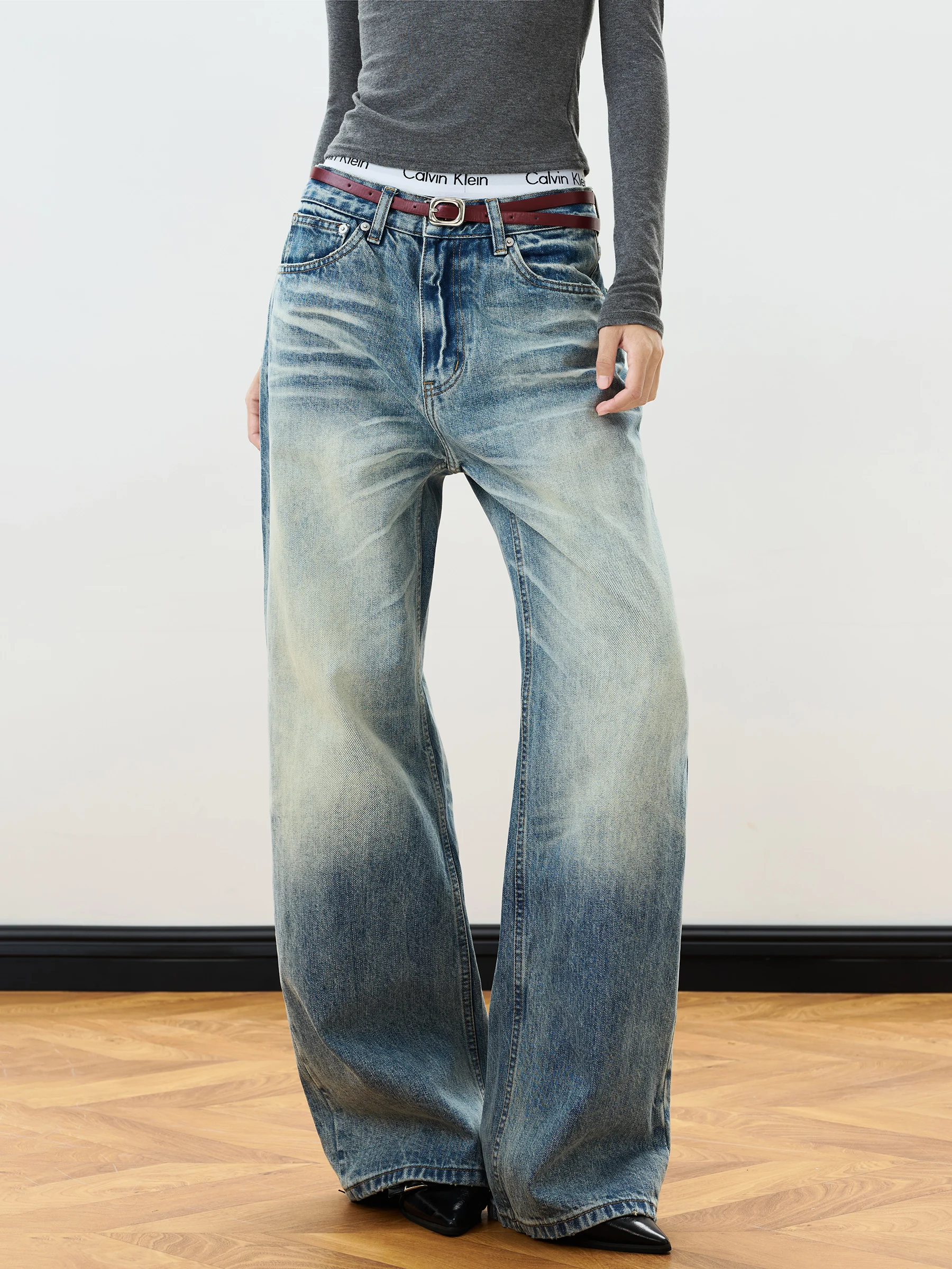 

Американские джинсы свободного кроя с прямыми штанинами, повседневные брюки для женщин на весну, осень, зиму, с завышенной талией