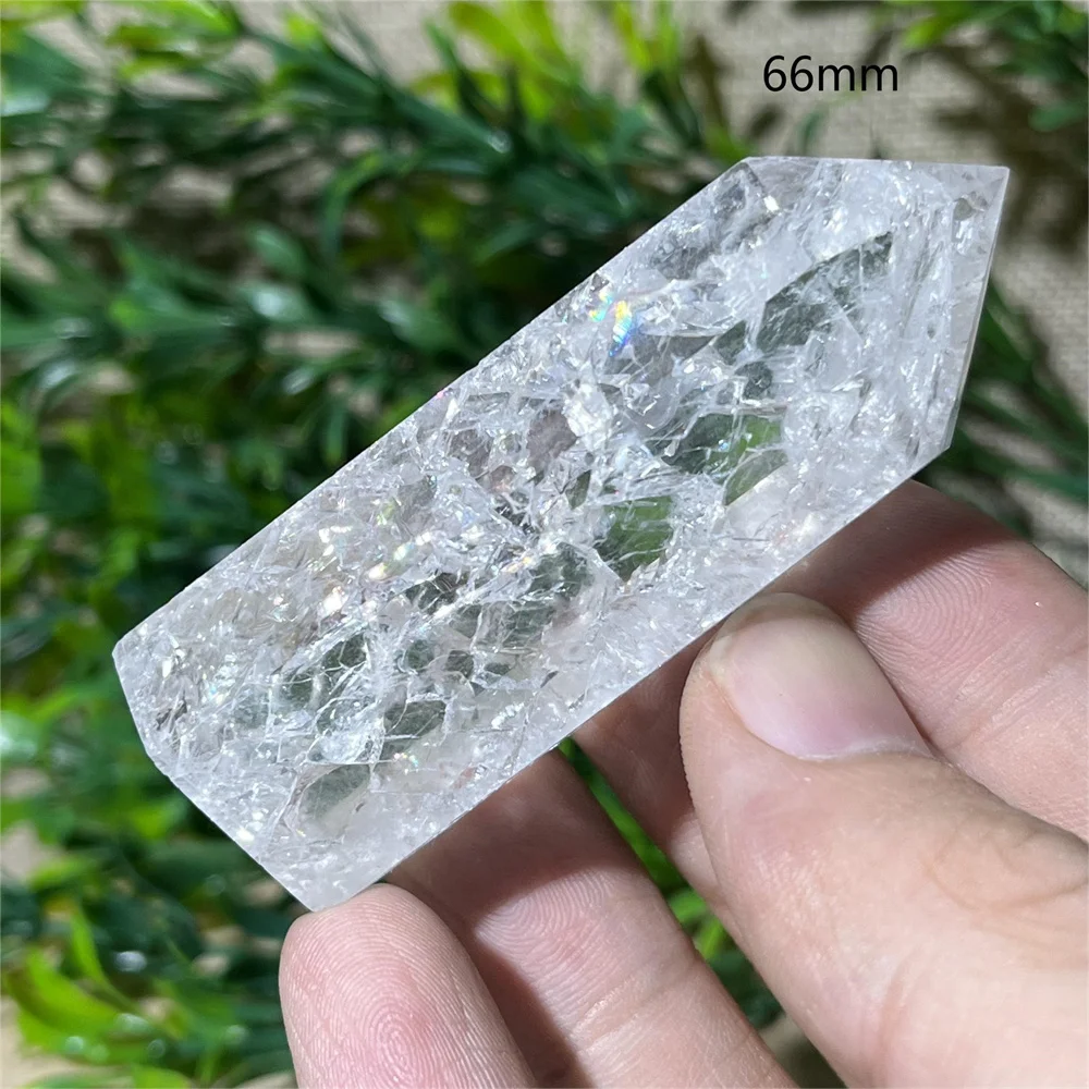 Natural Crystal Rainbow Crackle Clear Quartz Point Wand Stone Meditation High Quality Reiki Mineral House Decorati Beauty Energy