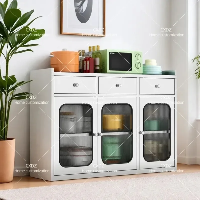 304 Stainless Steel Side Cabinet Kitchen Storage Cupboard Multi Functional Locker Household Organizer Customizable