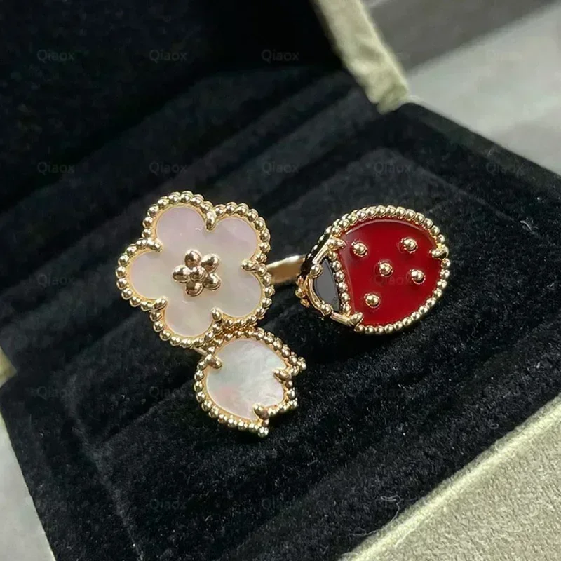 ES  2024 New Hot Fashion simple Rose Gold spring Ladybug ring Ladies lovely temperament luxury brand jewelry party gift view 4