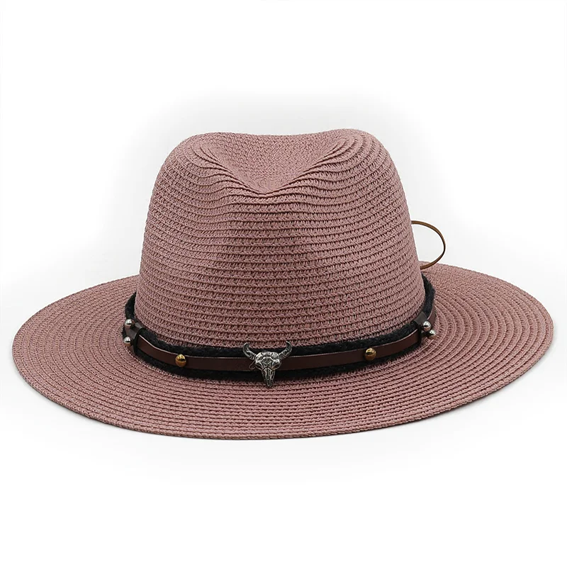 Simple Summer Hat Women Panama Straw Hat Fedora Beach Vacation Wide Brim Visor Casual Summer Sun Hats for Men Sombrero 56-60cm