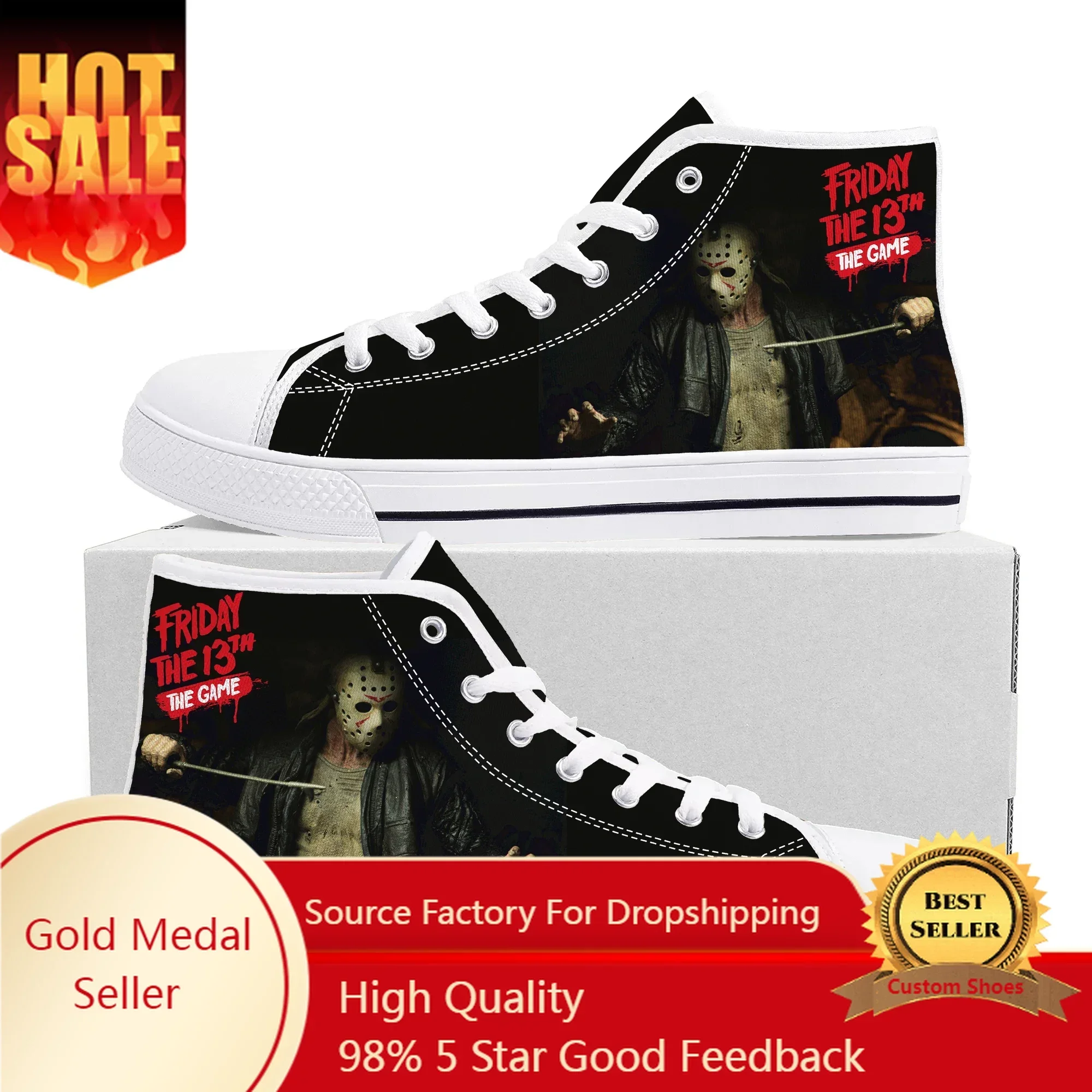 

J-Jason F-Friday the 13th High Top Sneakers Mens Womens Canvas High Quality Sneaker Casual Custom Made Shoes Customize Shoe