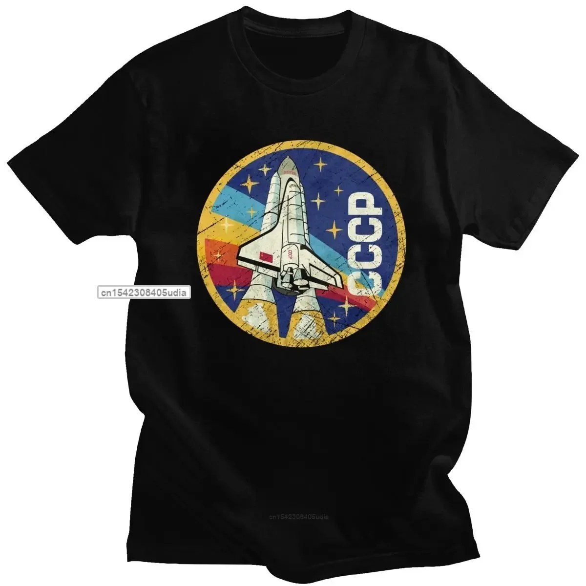 Urban Vintage Cccp Tshirts Men Space Rocket Ussr Soviet Union T Shirt O-Neck Short Sleeved Streetwear Cotton Tee Tops Tshirt