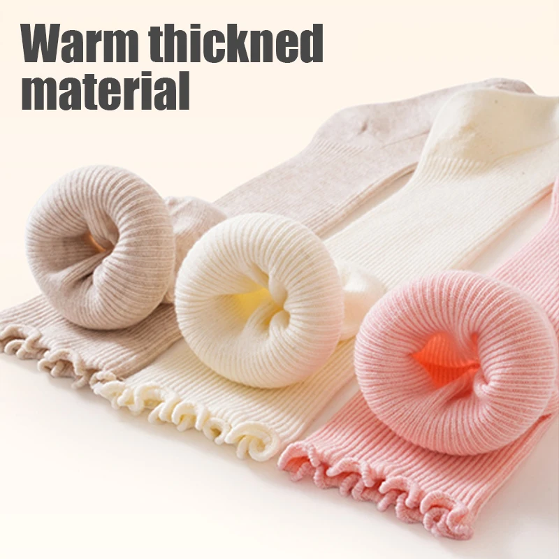 Baby Girls Socks Ruffled Edge Over Knee Toddler Girls Socks Thick Warm Long Socks For Girls Winter Socks for Newborn Baby Girls