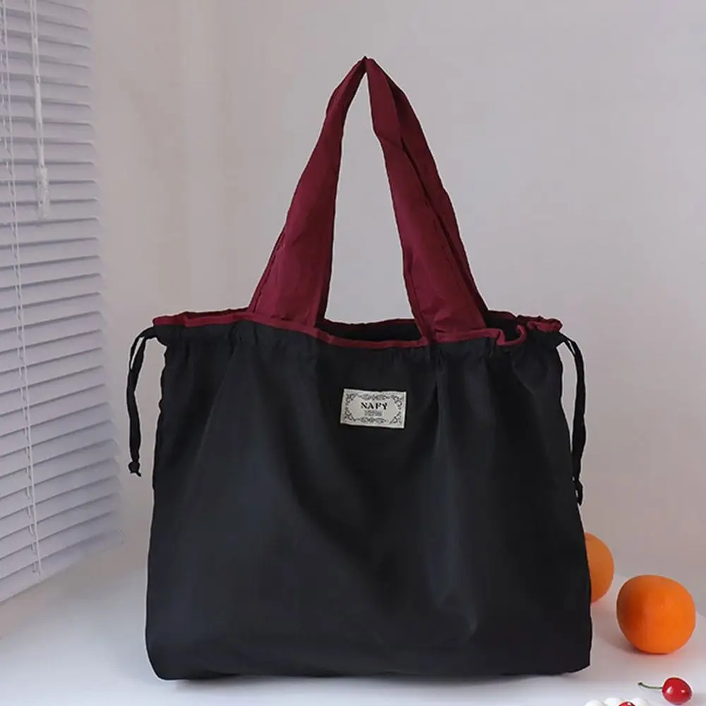 Fashion Drawstring Supermarket Shopping Bag Foldable Reusable Shopping Bag Waterproof Eco-Friendly Travel Grocery Bag Universal