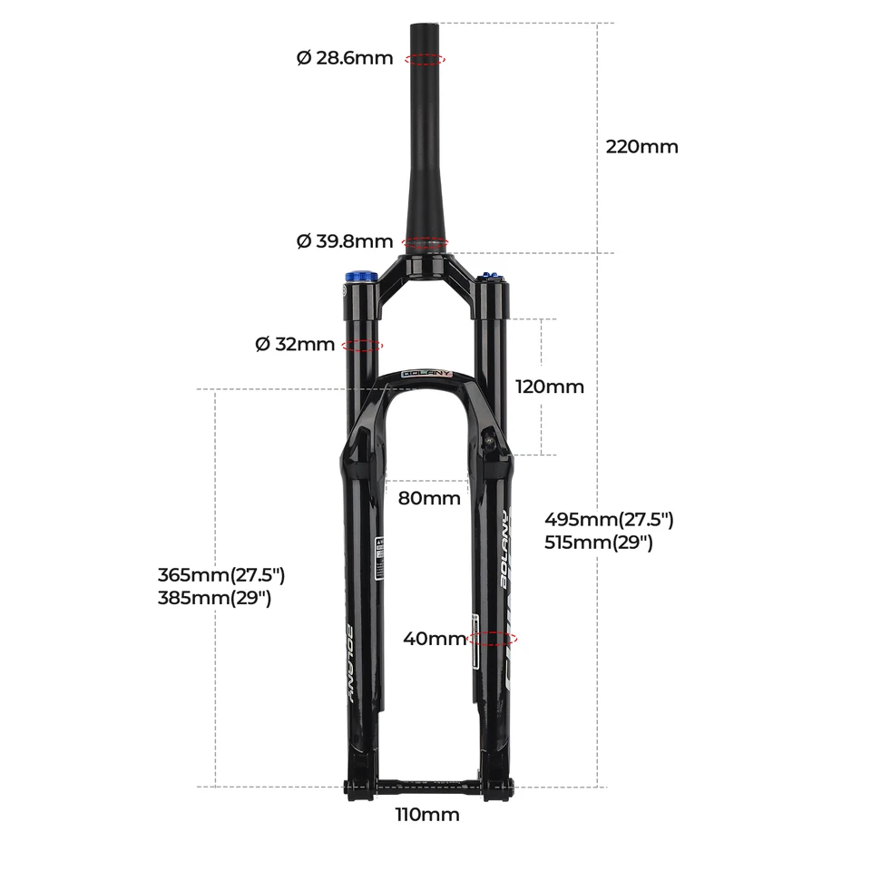BOLANY Bicycle Fork 26 27.5 29Inch 120 Travel Air Oil Suspension